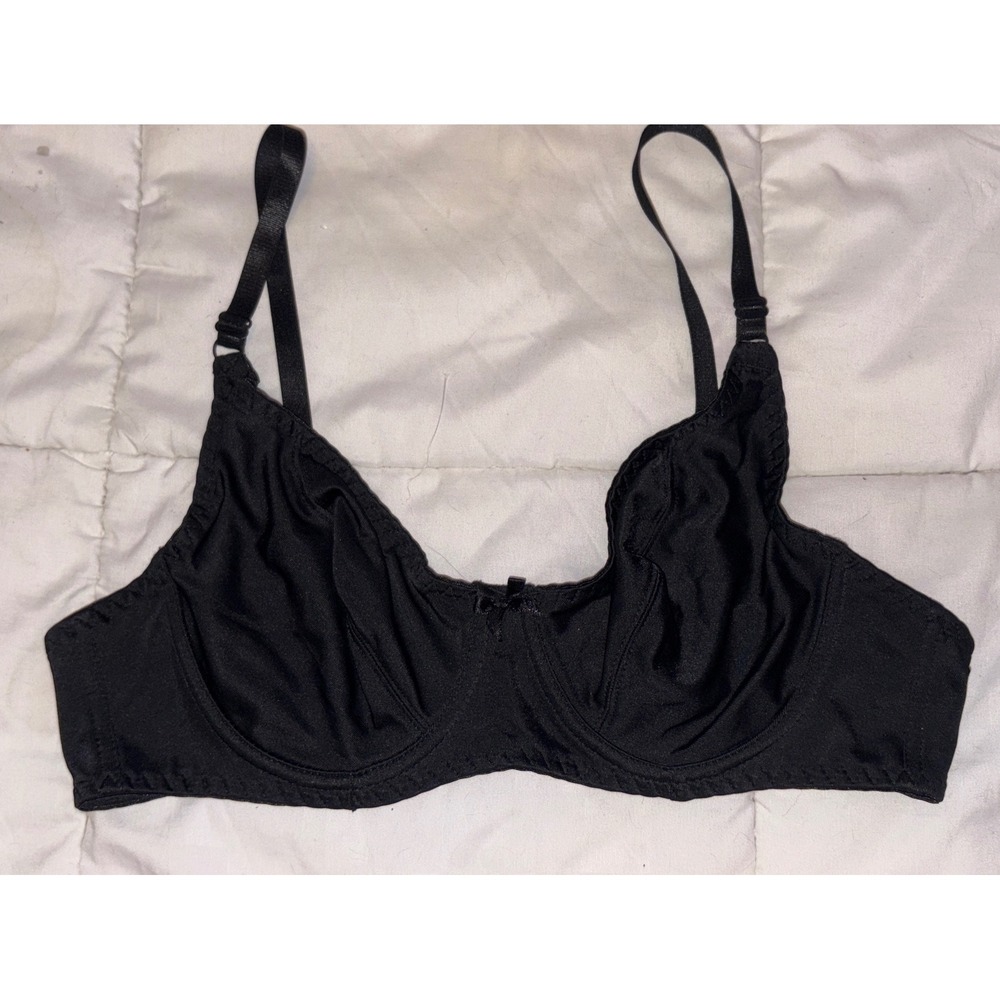 Black Full Figure Unlined Demi Cut Underwire Bra, Size 40C